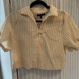 Banana Republic Yellow and White Striped Top